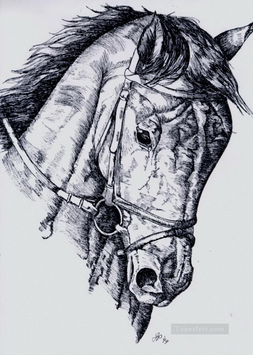 horse pencil sketch black and white Oil Paintings